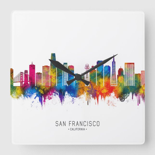 San Francisco California Skyline Square Wall Clock (Front)