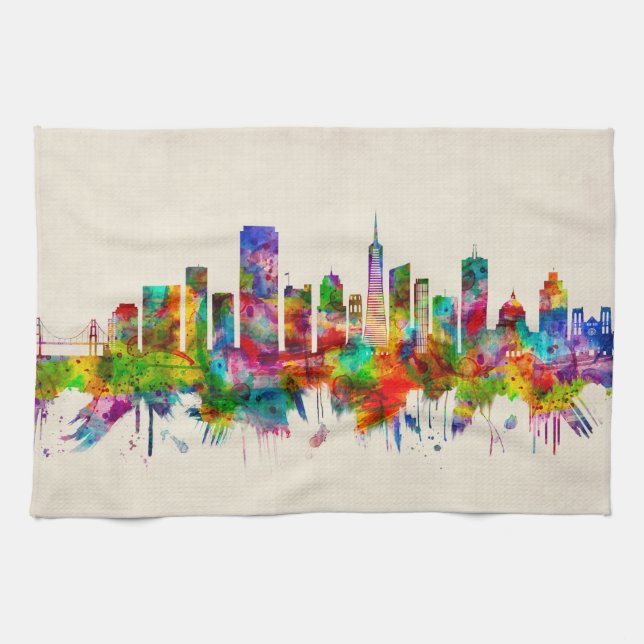 San Francisco California Skyline Tea Towel (Horizontal)