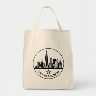 San Francisco California Stylised Skyline Tote Bag