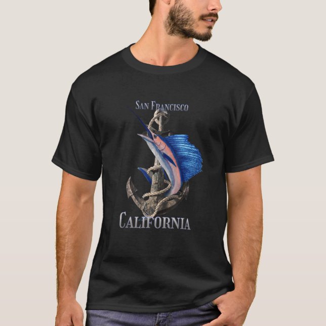 San Francisco California Swordfish Marlin Ocean Fi T-Shirt (Front)