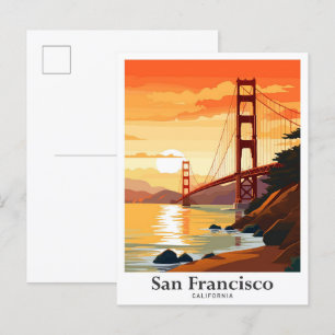 San Francisco California Travel Illustration Postcard