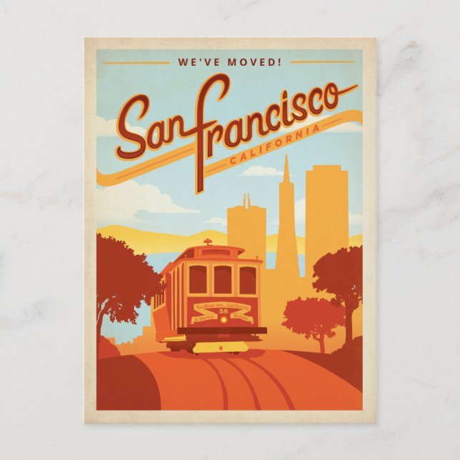 San Francisco, California Trolley | We've Moved! Postcard (Front)