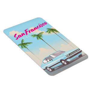 San Francisco California Tropical travel poster Magnet