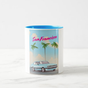 San Francisco California Tropical travel poster Two-Tone Coffee Mug