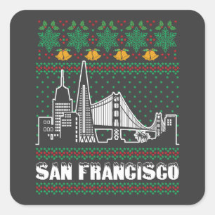 San Francisco California Ugly Christmas Square Sticker