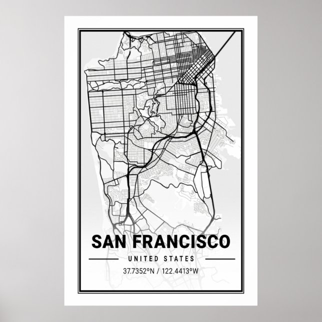 San Francisco California USA City Travel City Map Poster (Front)