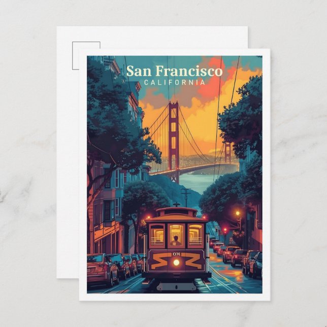 San Francisco California Vintage Art Travel Postcard (Front/Back)