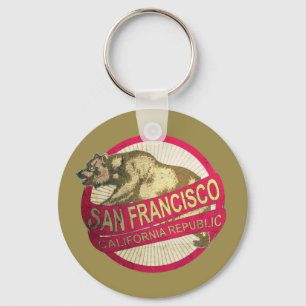 San Francisco California vintage bear keychain