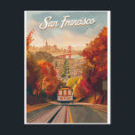 San Francisco, California Vintage Travel Postcard<br><div class="desc">Capture the essence of San Francisco with this charming postcard featuring a vintage illustration. featuring the iconic cable car and city skyline complement the classic design. It's a perfect way to share a piece of San Francisco with your loved ones.</div>