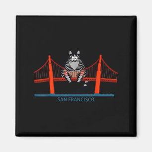 San Francisco Cat Golden Gate Bridge Funny Book Magnet