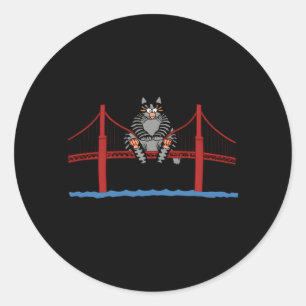 San Francisco Cat Golden Gate Bridge Kitten Lover Classic Round Sticker