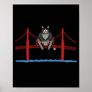 San Francisco Cat Golden Gate Bridge Kitten Lover Poster