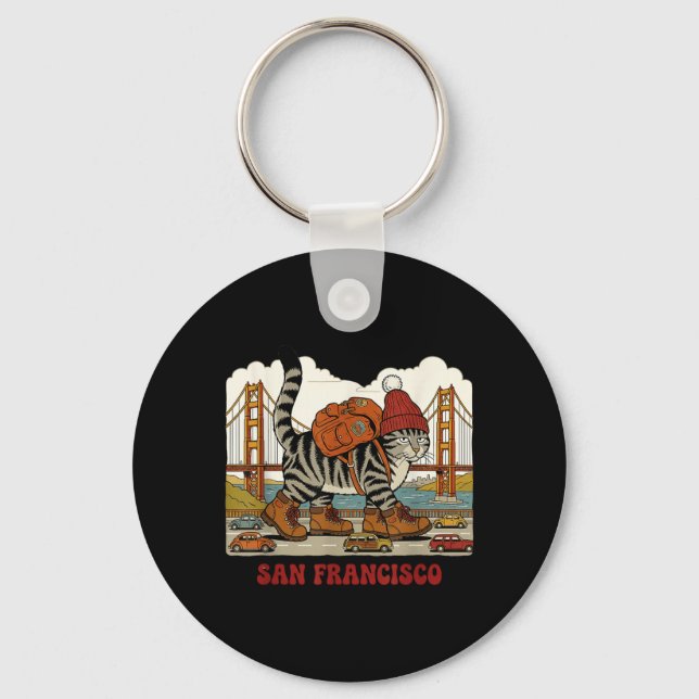 San Francisco Cat Key Ring (Front)