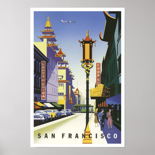 San Francisco Chinatown vintage travel poster (Front)