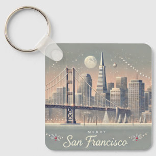 San Francisco Christmas Card Golden Gate Bridge Key Ring