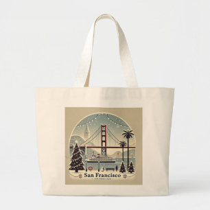 San Francisco Christmas - Golden Gate Bridge Large Tote Bag
