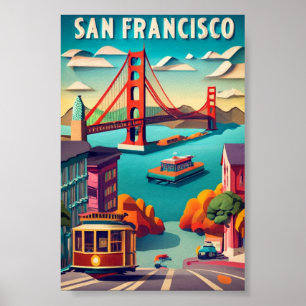 San Francisco, Cities of the World, Vintage style Poster