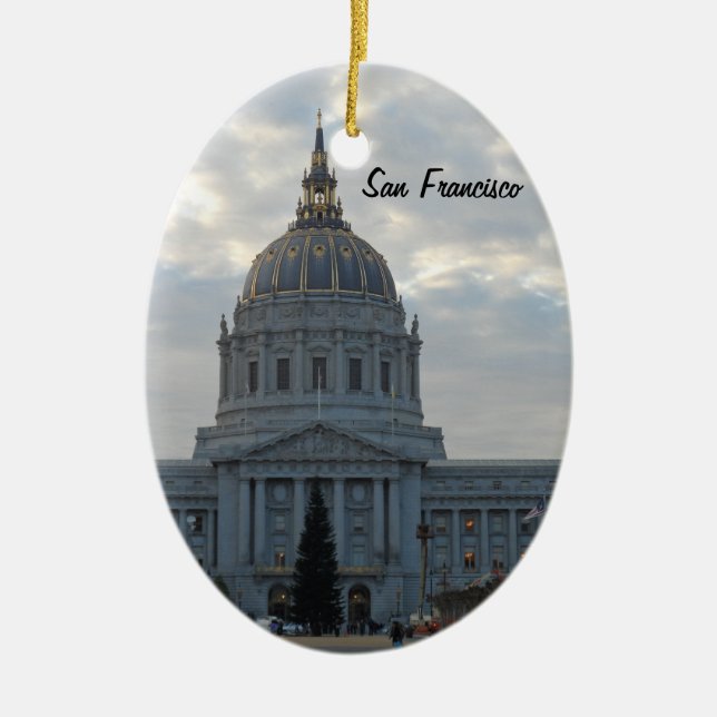 San Francisco City Hall Ceramic Tree Decoration (Front)