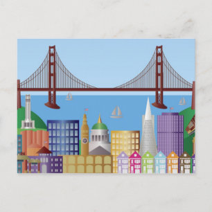 San Francisco City Skyline Drawing Illustration Po Postcard