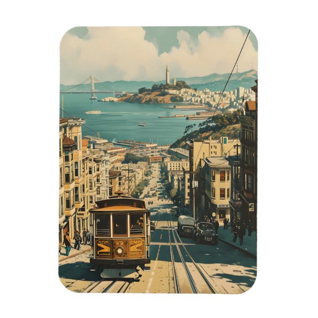 San Francisco: Coastal Nostalgia Vintage Magnet (Vertical)
