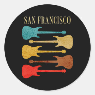 San Francisco Concert Rock Music Festival Guitars Classic Round Sticker