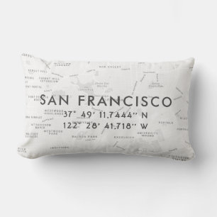 San Francisco Custom Map   Light Gray Lumbar Cushion