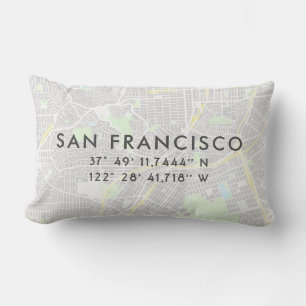 San Francisco Custom Map   Subtle Hues Lumbar Cushion