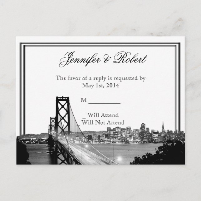San Francisco Destination Wedding RSVP Postcard (Front)