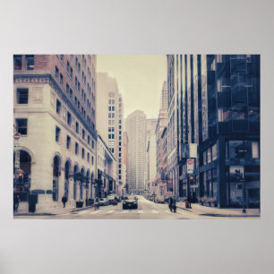 San Francisco Downtown Cityscape Street View Poster
