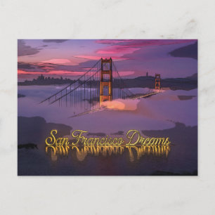 "San Francisco Dreams" Golden Gate Bridge Sunset Holiday Postcard