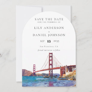 San Francisco Elegant Watercolor Wedding Arch Save The Date