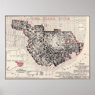 San Francisco fire map - 1908 (Punnet Bros) BigMap Poster