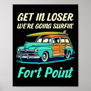 San Francisco Fort Point Surf Girl Women Men Vinta Poster