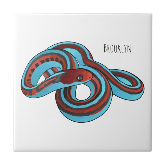 San Francisco garter snake cartoon illustration Ceramic Tile (Front)