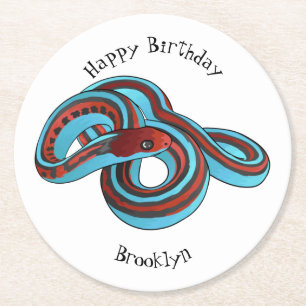 San Francisco garter snake cartoon illustration Round Paper Coaster