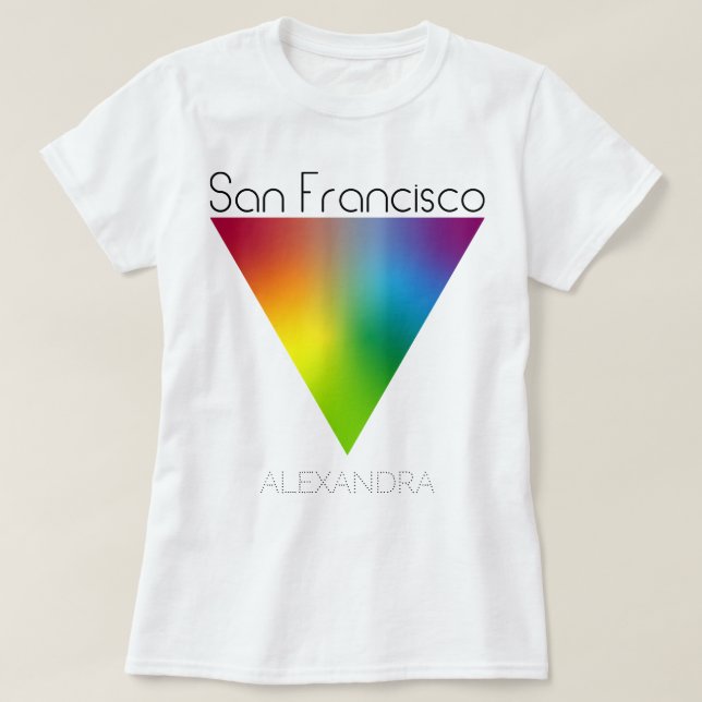 San Francisco Gay LGBT Pride Rainbow Triangle Name T-Shirt (Design Front)