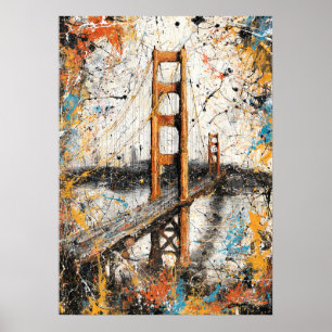San Francisco Golden Gate Abstract Drip Painting Poster