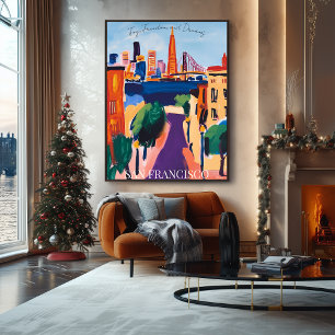 San Francisco Golden Gate and Streets in Fauvist Poster