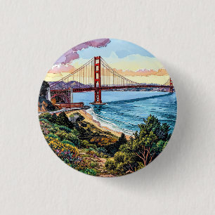 San Francisco Golden Gate Bridge 3 Cm Round Badge