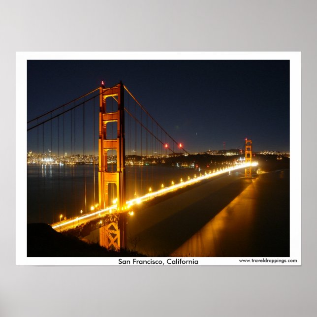 San Francisco Golden Gate Bridge at Night Poster (Front)