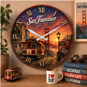 San Francisco Golden Gate Bridge California  Large Clock