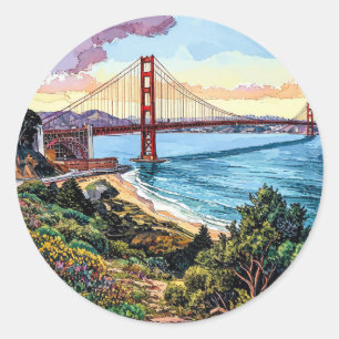 San Francisco Golden Gate Bridge Classic Round Sticker