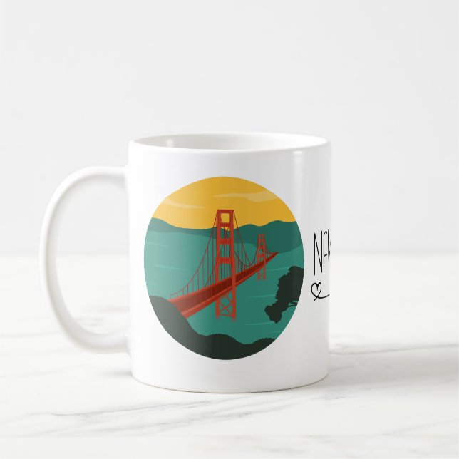 San Francisco - Golden Gate Bridge/ customize name Coffee Mug (Left)