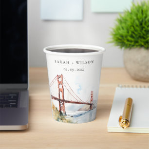 San Francisco Golden Gate Bridge Landscape Wedding Paper Cups