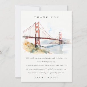 San Francisco Golden Gate Bridge Landscape Wedding Thank You Card