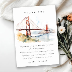 San Francisco Golden Gate Bridge Landscape Wedding Thank You Card