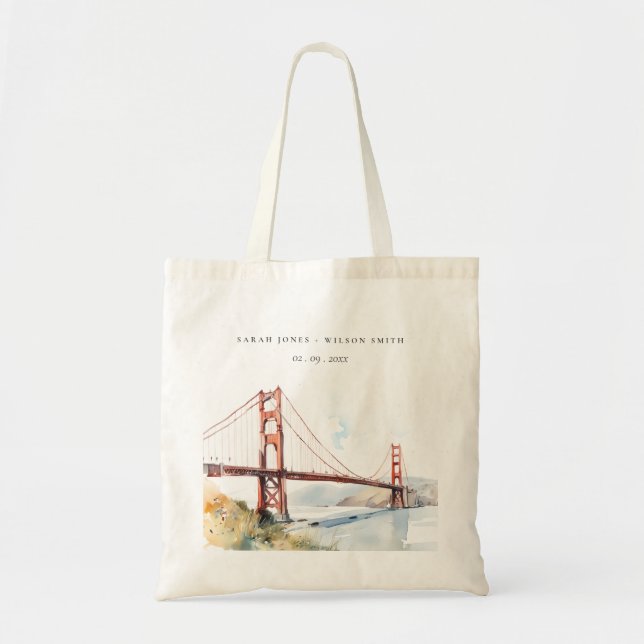 San Francisco Golden Gate Bridge Landscape Wedding Tote Bag (Front)