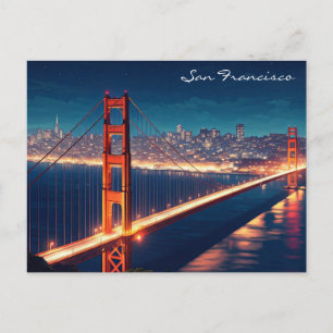 San Francisco Golden Gate Bridge Night postcard