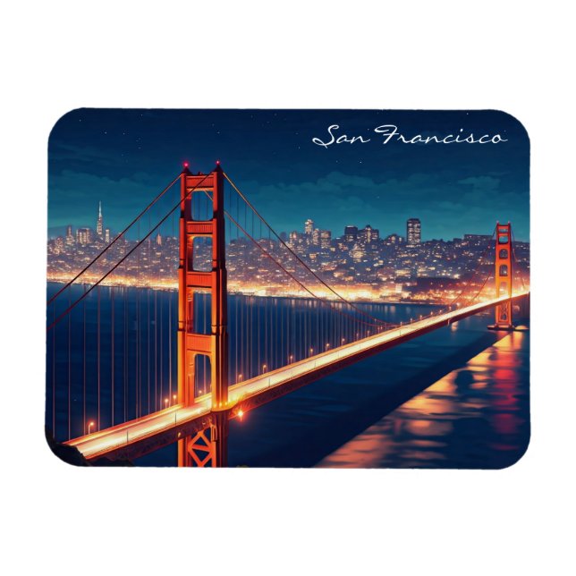 San Francisco Golden Gate Bridge Night postcard Magnet (Horizontal)