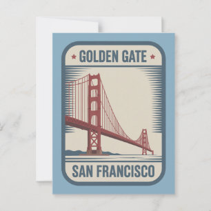 San Francisco Golden Gate Bridge Retro Postcard